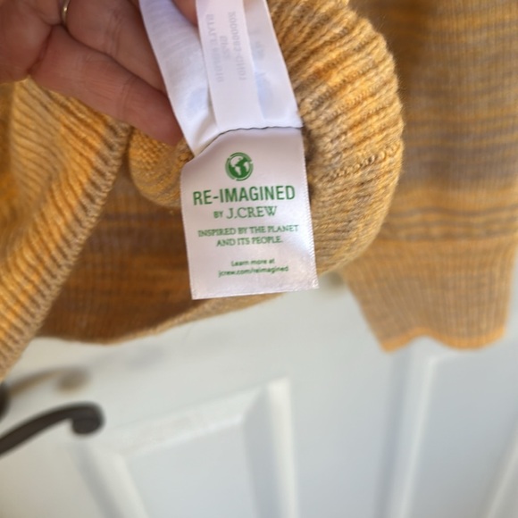 J. Crew Heathered Orange Gold Grey Wool Cotton Cashmere 1/4 Zip Sweater - Picture 4 of 6